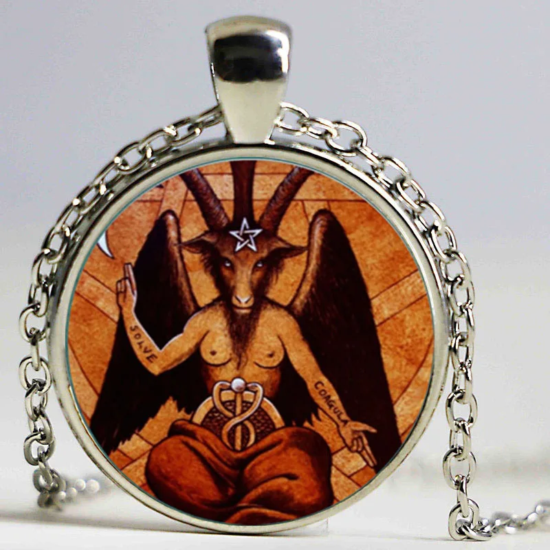9 Baphomet ожерелье с подвеской dingyi модное Круглое Стеклянное Ожерелье Baphomet стеклянное ожерелье с подвеской HZ1 - Окраска металла: 9