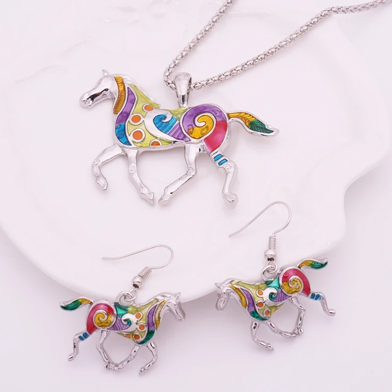 Красочные серьги с лошадями эмаль Brincos Vintage этнические в виде животных для Для