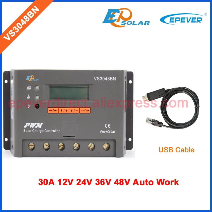 EPEVER PWM контроллер 30A EPsolar ViewStar серия VS3048BN 48В 36В зарядное устройство регулятор MT50