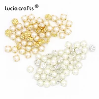 lucia crafts 100pcslot 7mm plating pearl rhinestone beads sew on rhinestones for garment diy bag shoes accessories g1316