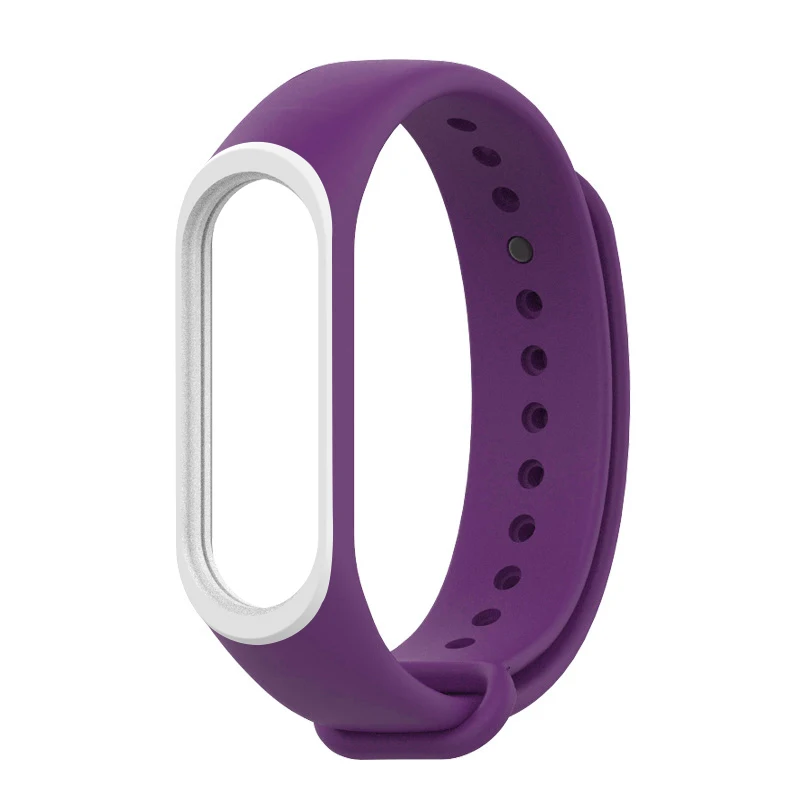 Purple-white Ремешок для Xiaomi Mi, 4 ремешка, силиконовый ремешок для Xiaomi Mi, 4 аксессуары, сменный Браслет, два цвета, ремни - Цвет: Purple-white