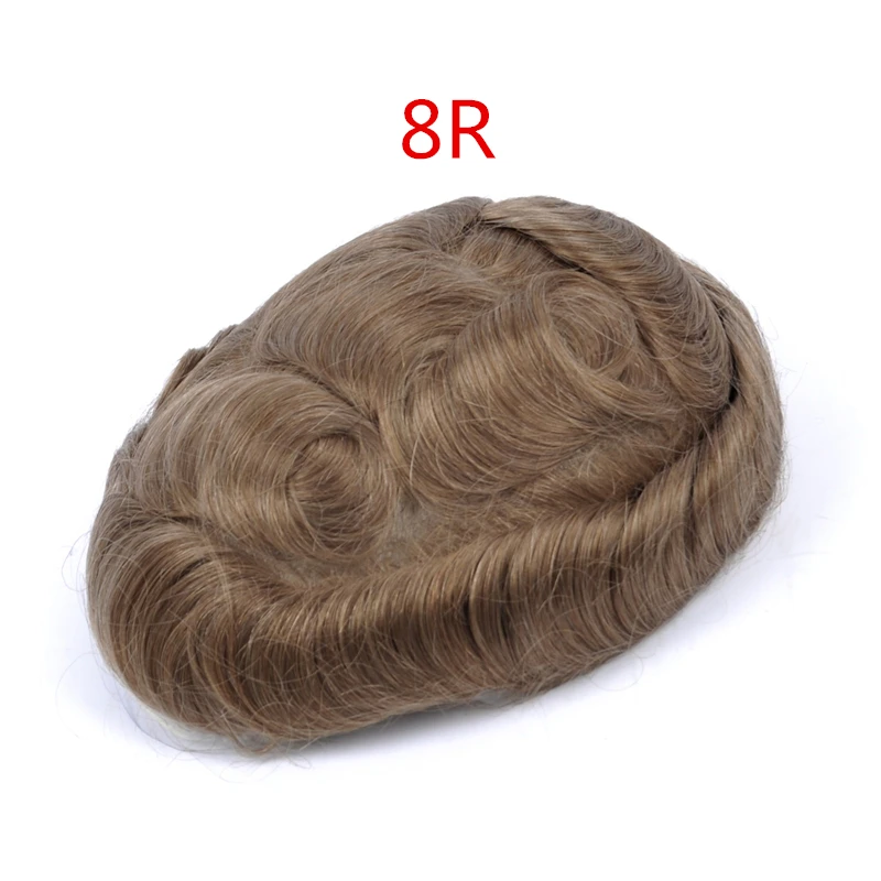 62 цвета Mirage Toupee-" небольшая волна средний свет мужские волосы кусок Toupee лучшее качество можно вырезать самостоятельно