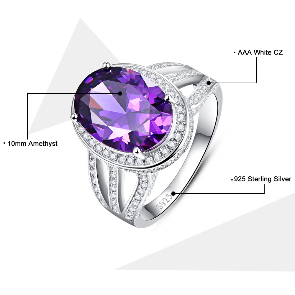 Jrose распродажа хит продаж 10.2ct фиолетовое кольцо твердое 100% Стерлинговое Серебро