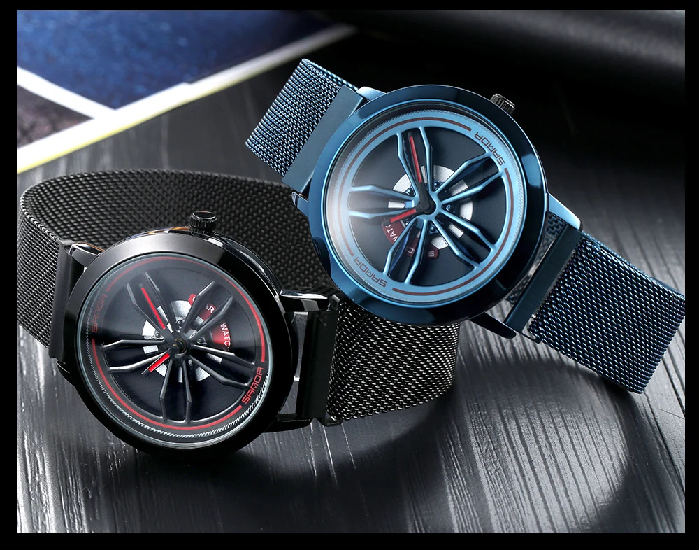 Sanda reloj hombre net с мужскими часами новая версия turn of The Times Корейская версия с магнитной пряжкой трендовые автомобильные колеса кварцевые часы