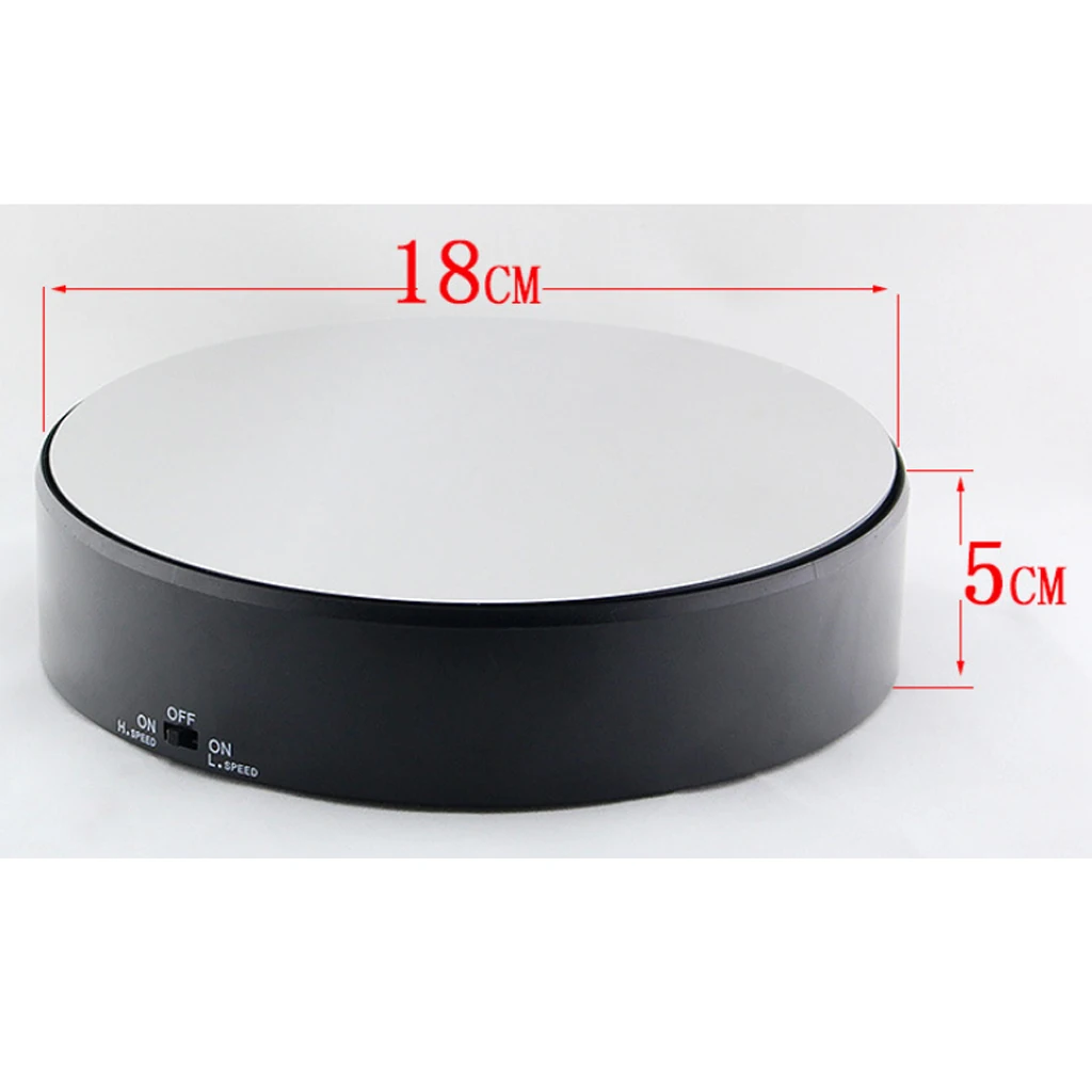 PVC Mirrored Display Base Electric Rotating Turntable Phone Bag Show Stand Black for 360 Degree Images