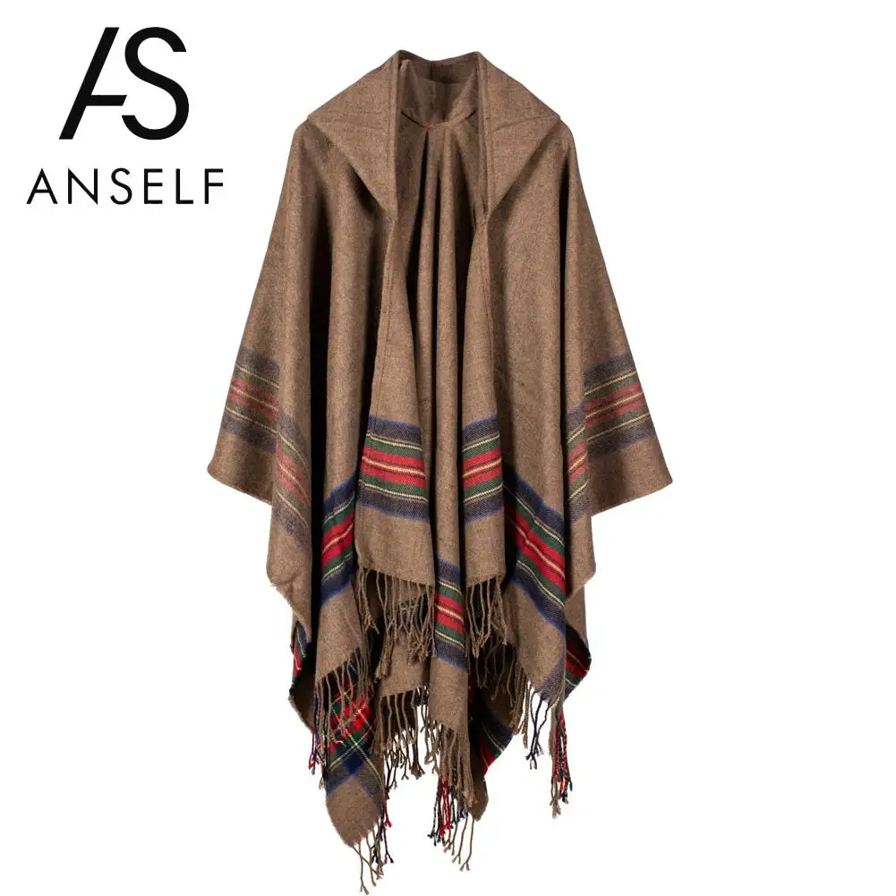 Anself 2020 зимний полосатый вязаный кардиган с принтом Повседневный Кардиган пальто