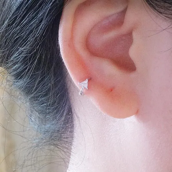 Серьги из серебра 925 пробы модные треугольные маленькие серьги с пряжкой для ушей