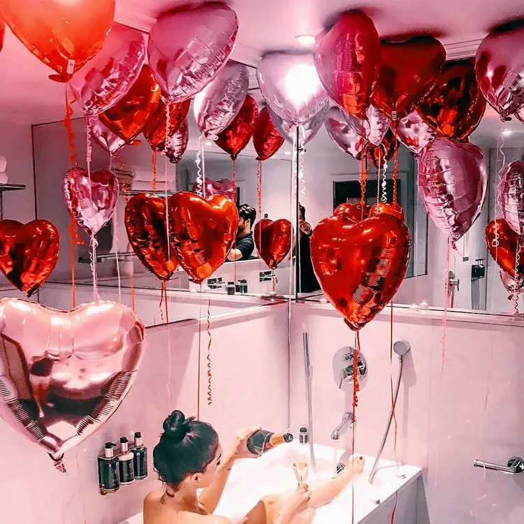 12 шт. жемчужные розовые красные фольгированные гелиевые шары в форме сердца 18