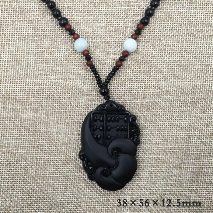 A-33 Hand-Carved Ruyi Grade A Natural Black Obsidian Jade Pendant &ampNecklace | Украшения и аксессуары