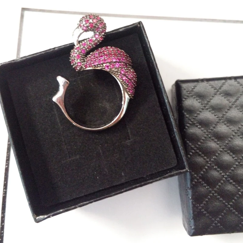 HIBRIDE вертушка кольцо Красный кубический циркон Фламинго регулируемые женские