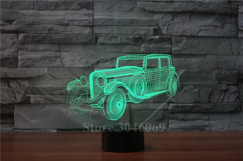 Классический античный автомобильный 3D светодиодный светильник, цветной Ночной светильник, сенсорная настольная лампа для мальчика, автомобильные вентиляторы, декор для комнаты, Детский Рождественский подарок