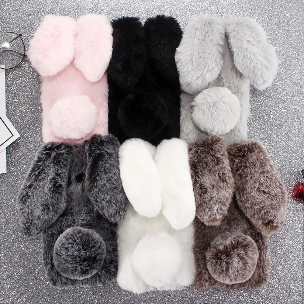 Huawei P20 Pro Case For Rabbit Ear Hair Fur Cute Coque Warm Plush Fluffy Back Cover Soft Lite |