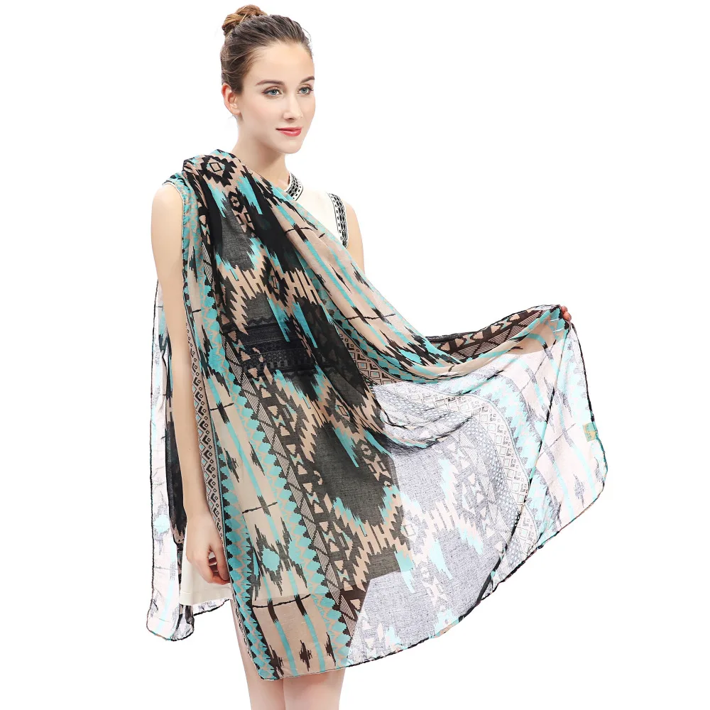 Geo Tribal печати женский Шарф Шаль Обертывание мягкий легкий|women scarf shawl|scarf shawlshawl wrap |