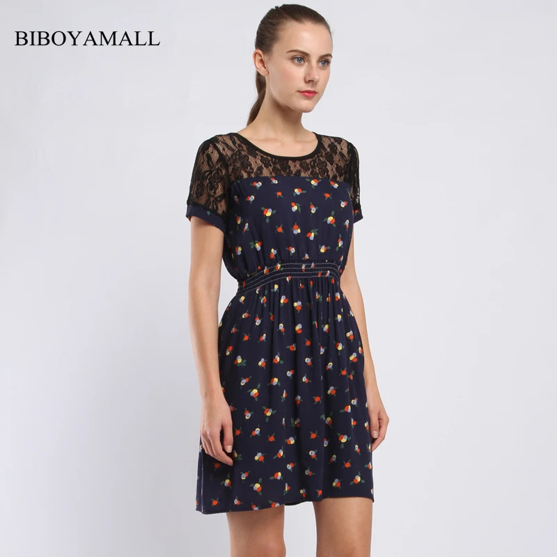 Женское кружевное платье с цветочным принтом BIBOYAMALL винтажные вечерние платья