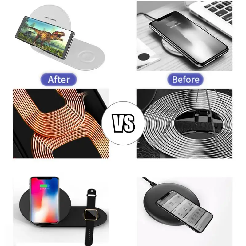 2 In 1 Fast Charging Qi Wireless Charger For iphone iwatch Samsung Watch usb Smart Phone Adapter | Электроника