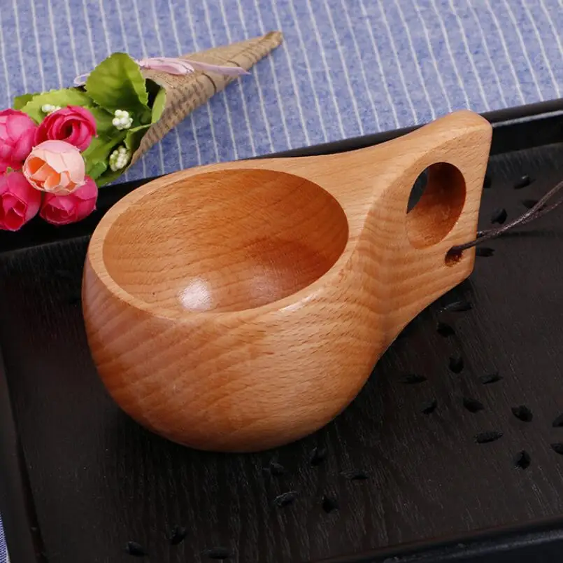

Home Kitchen Tea Tool Portable Beech Coffee Cup Finland Kuksa Wooden Cup Tea Cup LX3968