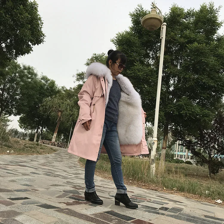 Парка натуральный мех для женщин Парка из натурального меха, синяя лисица, натуральная щука, король лисы, живот и внутренний желчный пузырь, съемный меховой воротник