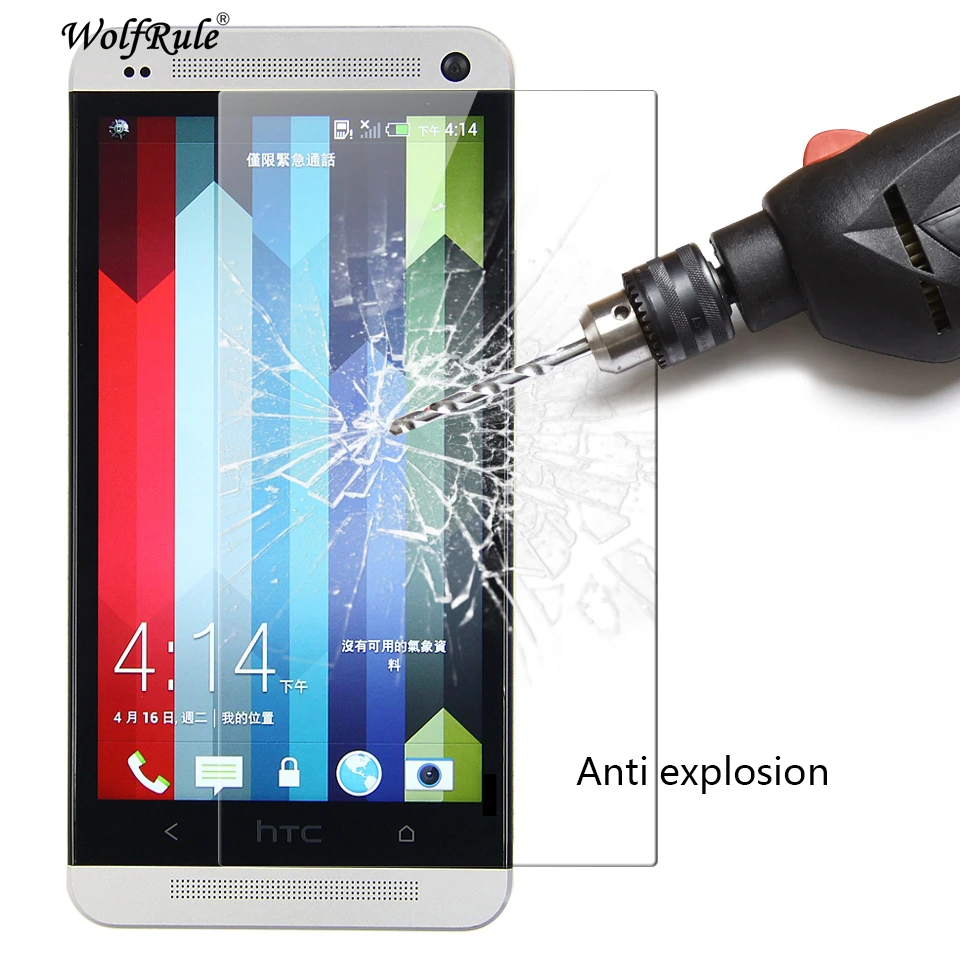 2 piezas de Protector de pantalla para vidrio HTC One M7 vidrio templado para HTC One M7 vidrio Anti-rasgu&ntilde;o pel&iacute;cula de tel&eacute;fono para HTC M7-0