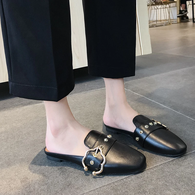 Тапочки для женщин брендовые Сабо Модная обувь Женские тапочки с плоской