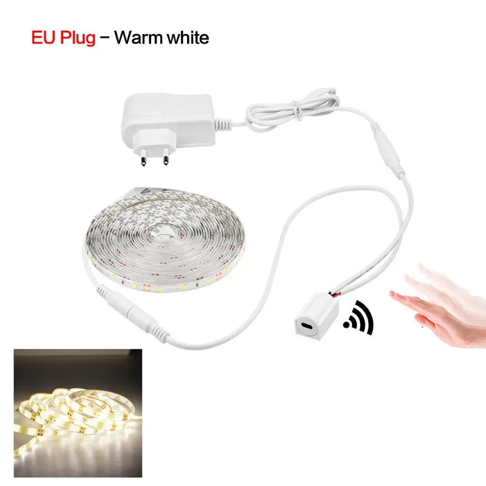 EU Plug-Warm white 12 В светодиодный светильник для полки на кухню ручной волновой датчик движения провод переключения света ручной развертки сканирования подсветка шкаф для спальни лампа для платяного шкафа - Цвет: EU Plug-Warm white