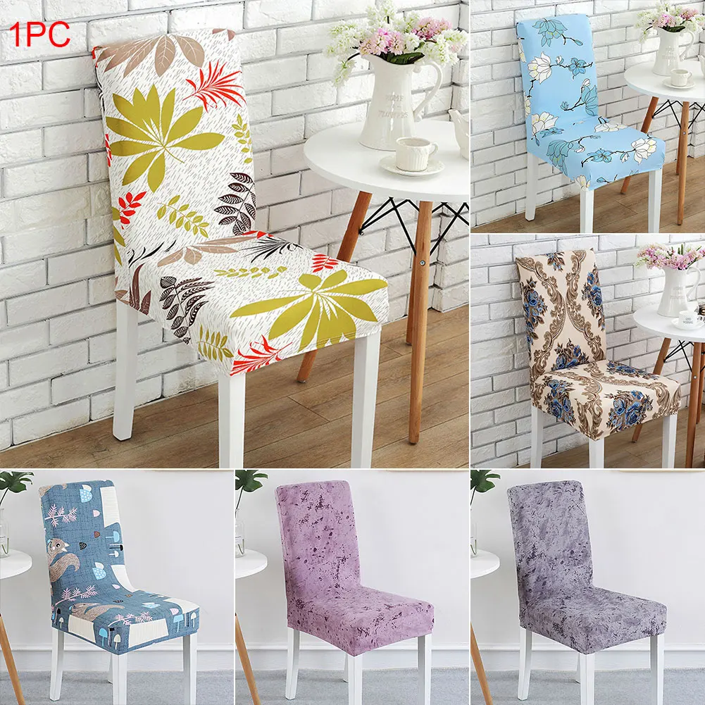 Chair Cover Printed Hotel Polyester Anti Dirty Kitchen Wedding Stretch Elastic Modern Living Room Removable Decorative Home Case | Дом и сад