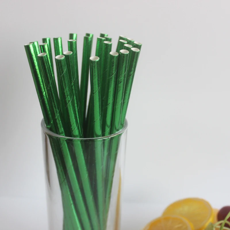 125 шт./лот Декор в виде золотистых металлических бумажные соломинки для питья