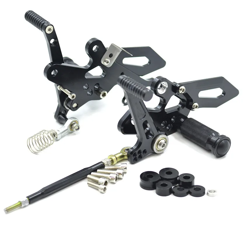 Черный Мотоцикл Регулируемый Rider задние наборы Rearset подножка подножки для Kawasaki Ninja 250 300 EX300 Z300 2013 - Цвет: Черный
