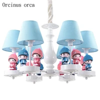 cartoon color doll chandelier boys girls bedroom children room lamp creative resin doll chandelier