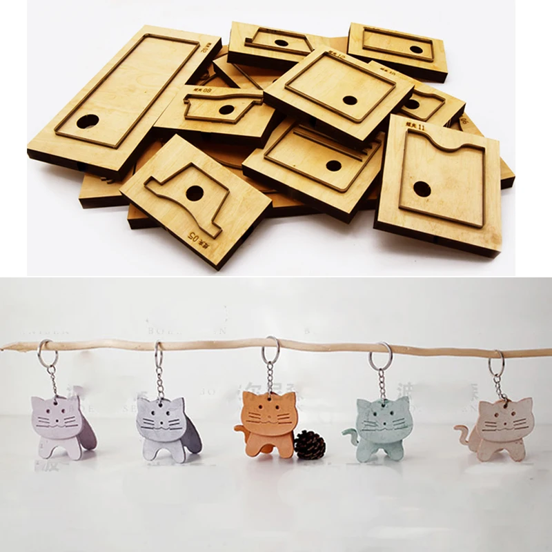

DIY leather craft cute cat shape die cutting knife mould key ring hanging decoration hand punch tool template