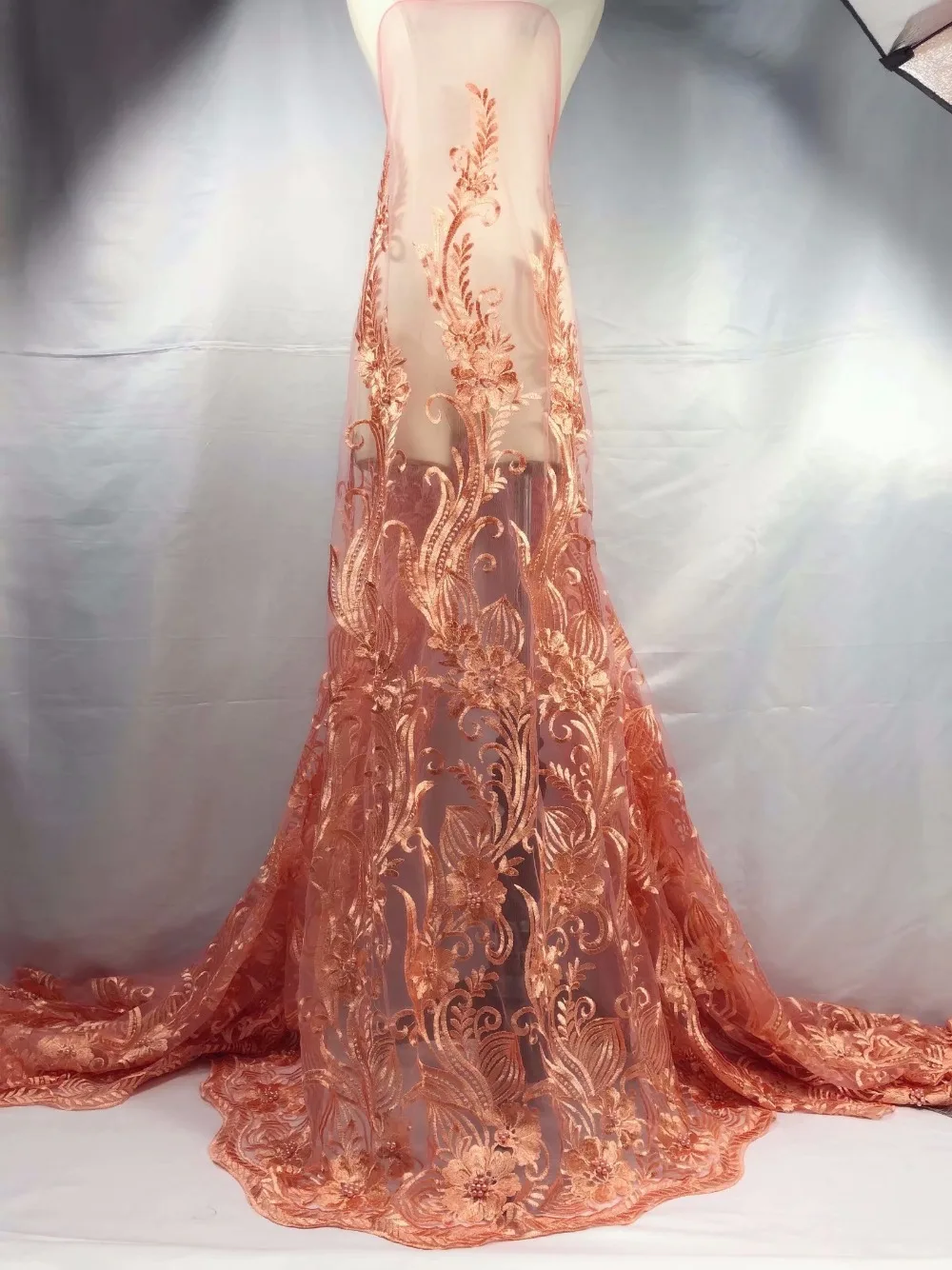 Последние 3d тюль кружева ткань высокого качества африканская с бусинами мода