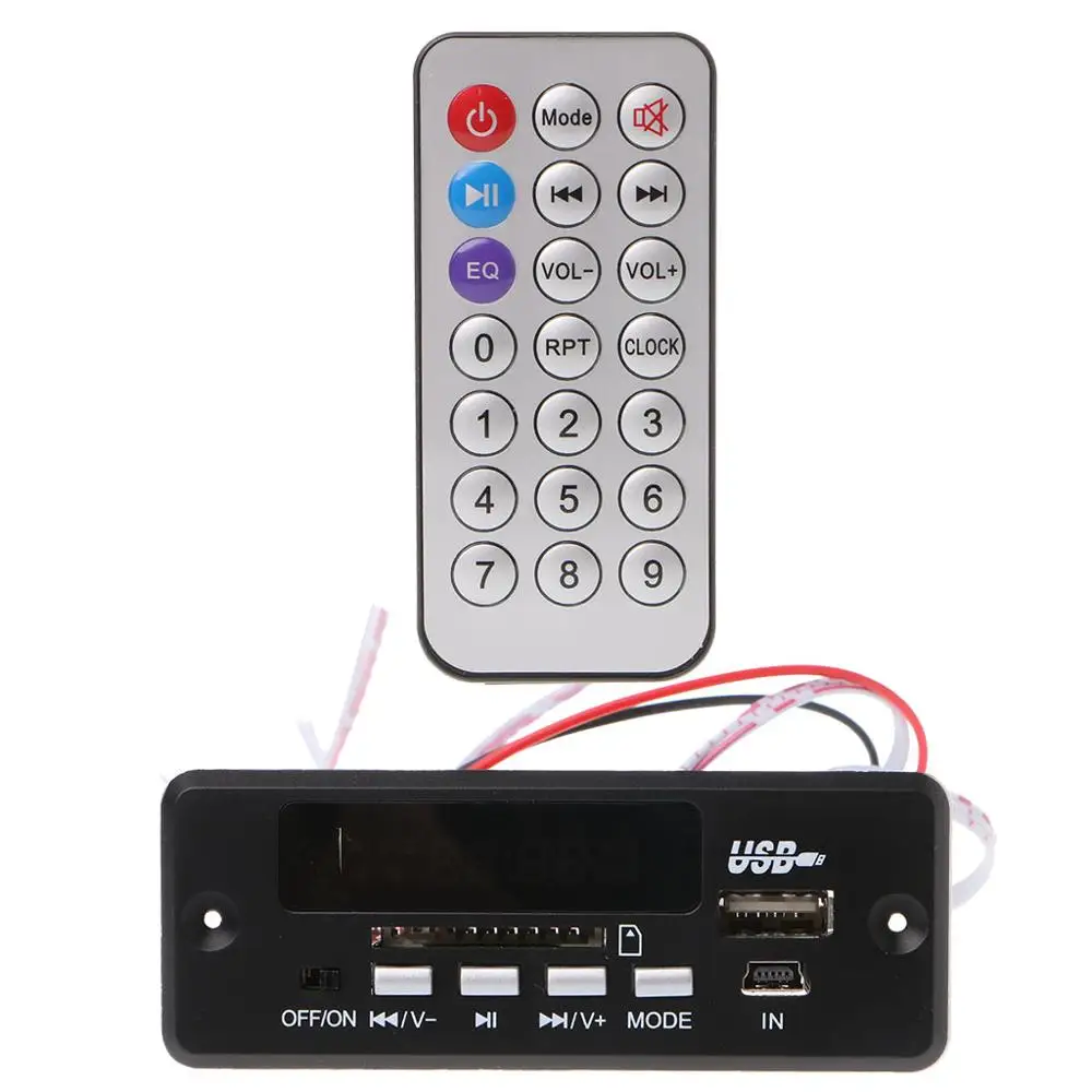 Черный 12V MP3 декодер доска Дистанционное Управление SD карты USB MP3/WMA/WAV/Cut памяти S20 - Название цвета: Черный