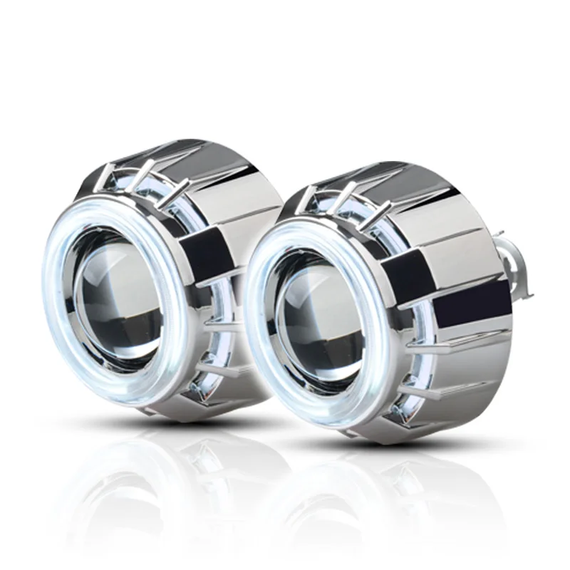 Round White LHD 3 дюйма HID 3HQG HQF Биксеноновые линзы проектора bi xenon светильник с CCFL Двойной Ангел глаз H1 H7 H4 Белый Синий Красный 6000 К 35 Вт 55 Вт - Цвет: Round White