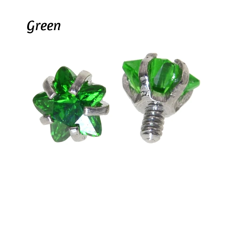 Green 5 шт./лот 3-5 мм звезда циркония Замена пирсинг мяч наружной резьбой губ бровей мяч 16 г/14 Калибр пирсинг мяч ювелирные изделия - Окраска металла: Green