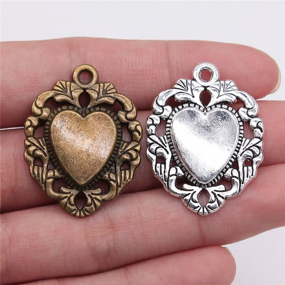 WYSIWYG 10 шт 34x26 мм Античная бронзовая подвеска в виде сердца|heart charm|vintage diycharm charm |