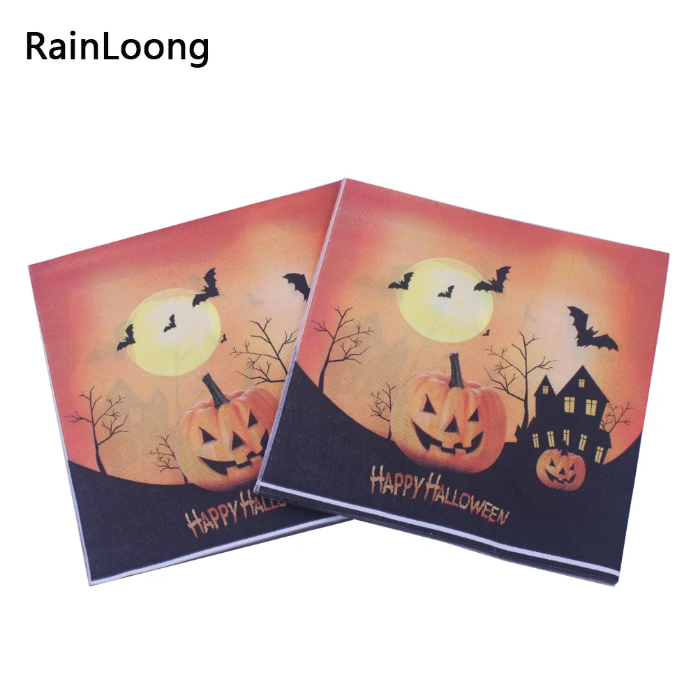 [RainLoong] и надписью &quotHappy Halloween&quot Бумага салфетки тыквы Cushaw для