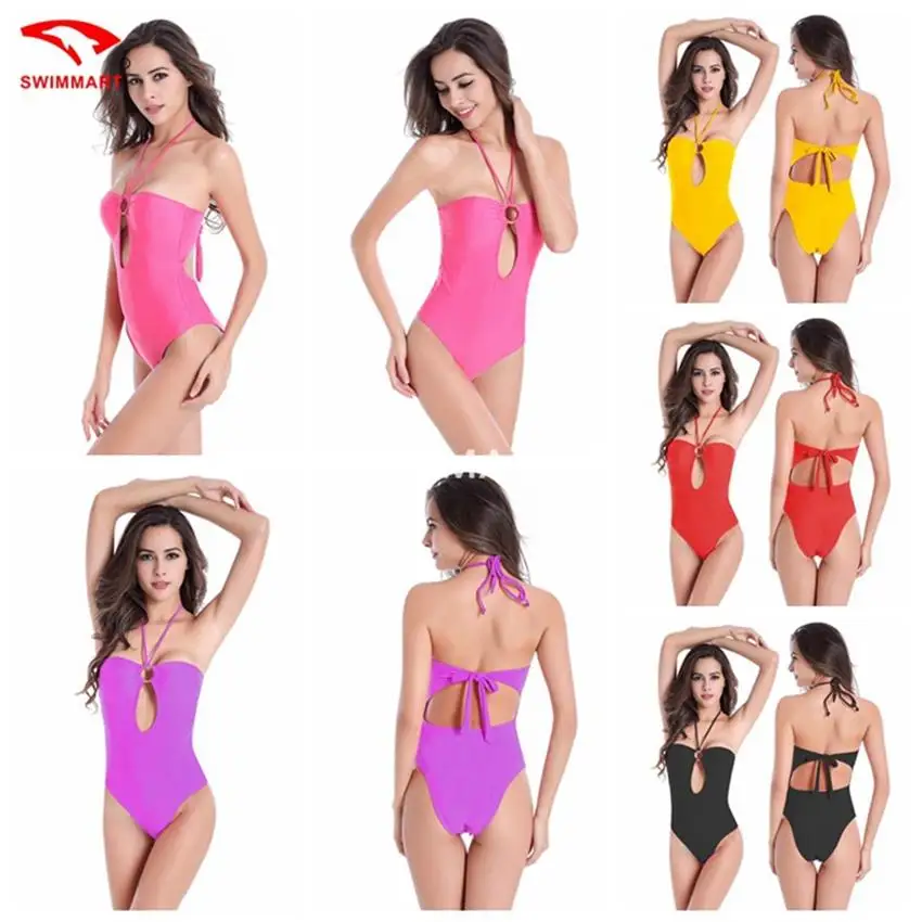 Swimmart Для женщин купальник монокини утечки назад сиамские Push Up Одна деталь