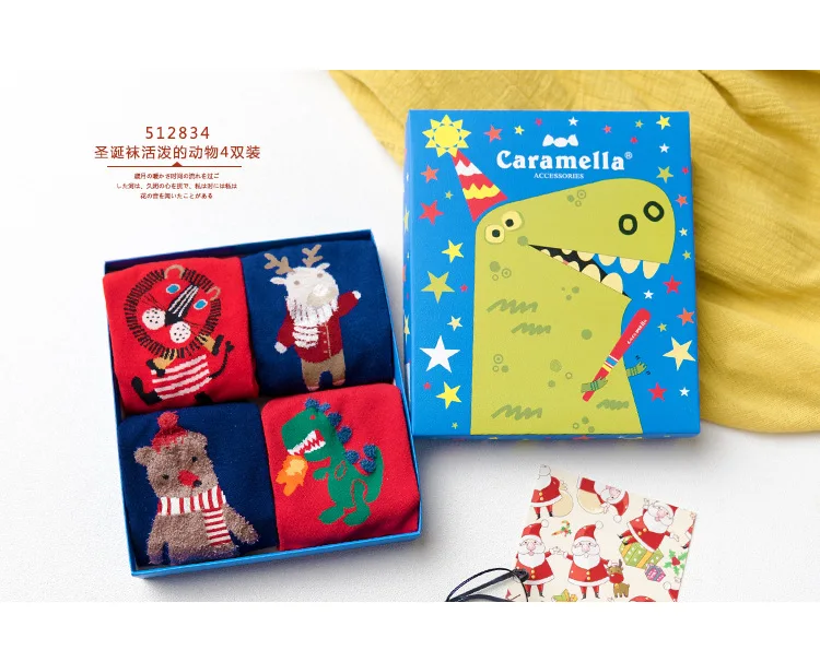 CM512734-512854, г., Новое поступление, яркие жаккардовые хлопковые носки Caramella красные носки для девочек с рождественской тематикой