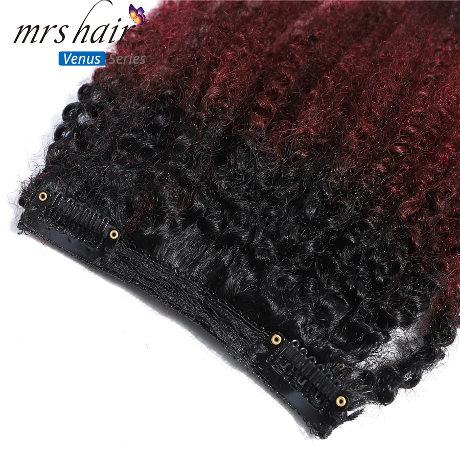 MRSHAIR 8 шт./компл. афро Кудрявый Кудрявые Волнистые Волосы Remy человеческие волосы на заколках для наращивания, волосы для наращивания на заколках, "-20" натуральный Цвет для наращивания на всю голову 120g средней плотности