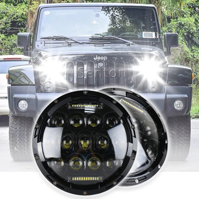 Катур 2шт 7 &quot75 Вт круглые светодиодные фары с белым DRL Hi/Lo луч для Jeep Wrangler CJ-5 CJ-7
