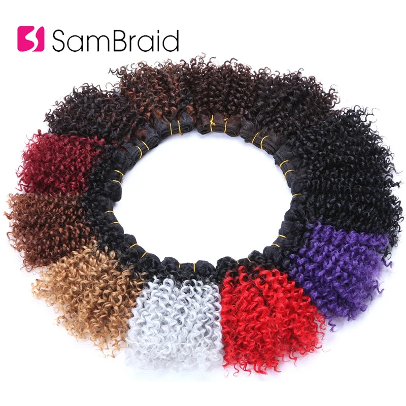 SAMBRAID смешанные волосы ткет 3 пучка 8 дюймов Омбре синтетические утки Короткие