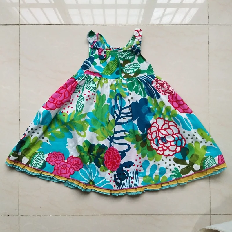 Обувь для девочек платье из хлопка с цветочным рисунком детская одежда 2018 летняя