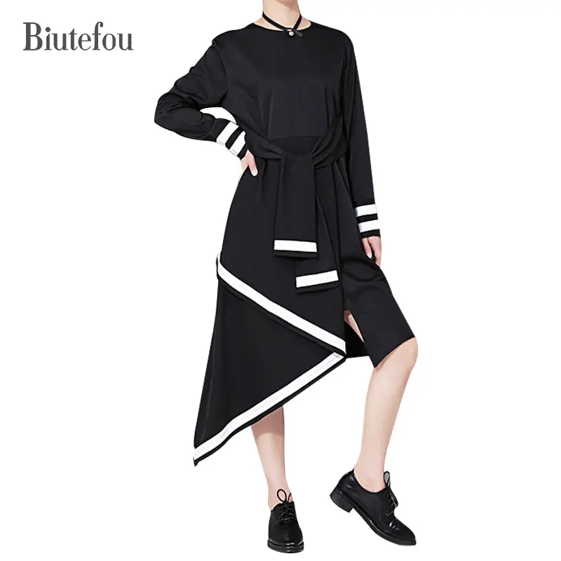 2017 г. женские осенние лук украшения полосатый лоскутное тонкие платья Новое