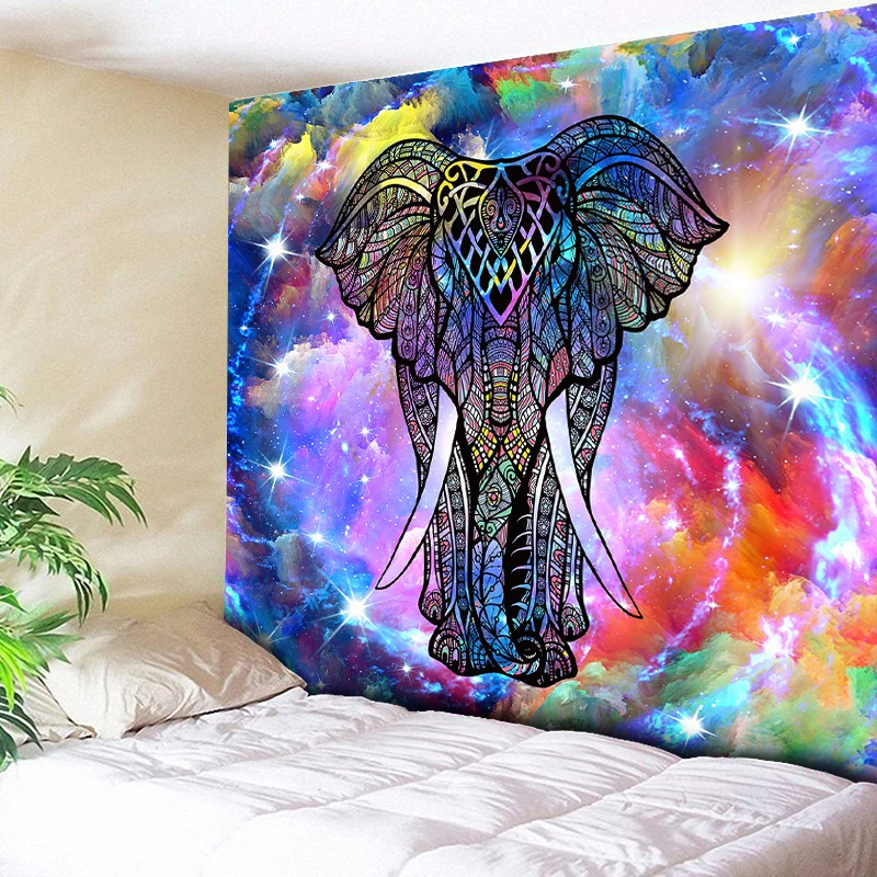 

Indian Mandala Tapestry Elephant Psychedelic Tapestry Animal Wall Hanging Bohemia Wall Tapestry Galaxy Home Decor Hippie Blanket