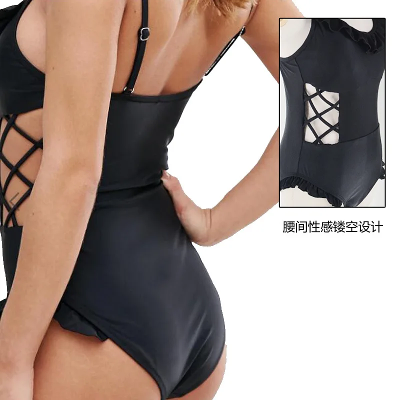 Bonnie Forest Lady Sexy Hot Sale One Piece Bathing Suit Hollow Out High Waist Black Beachwear Women New Brazilian Style Bikini | Спорт и