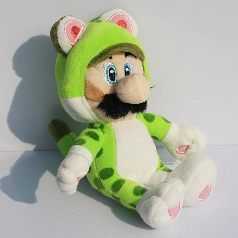Супер Марио 3D мир Бесплатная доставка зеленый кот LUIGI Плюшевые игрушки с тегом