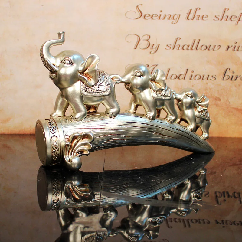 

Retro Elephant Statue Handmade Resin Ivory Animal Family Sculpture Decoration Novelty Art and Craft Present Ornament Accessories