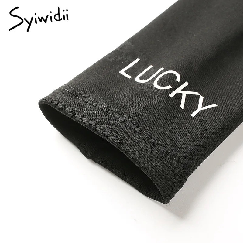 Хит боди с надписью LUCKY женские черные зимние рубашки длинным рукавом теплые