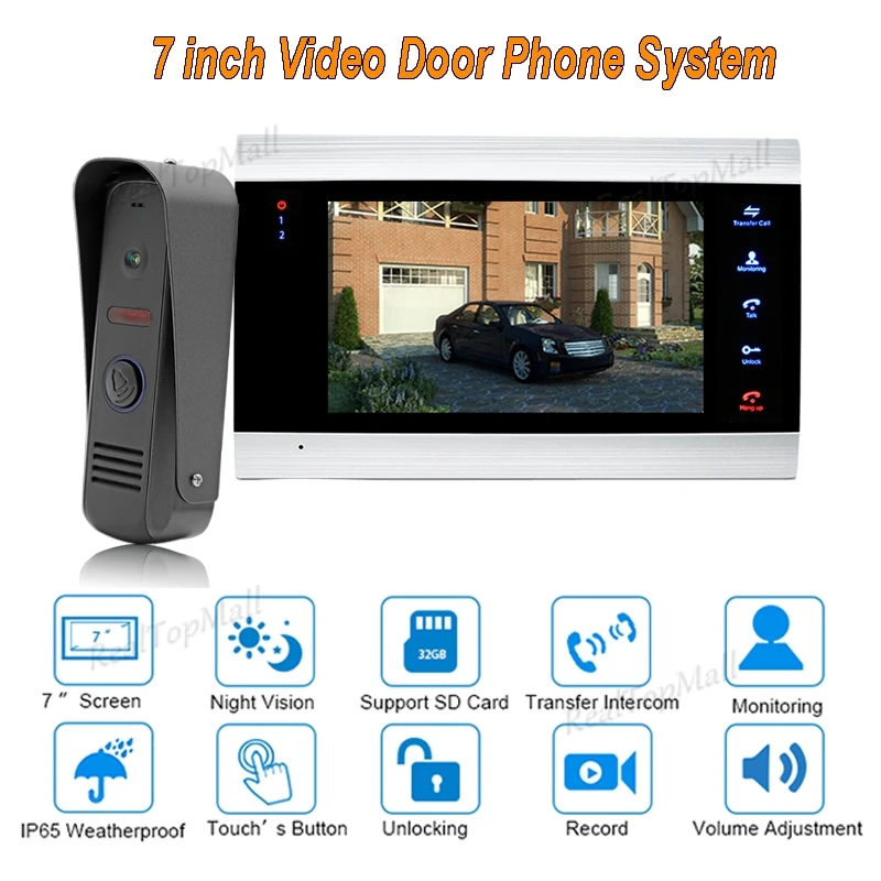 2018 Новый 7 &quotTFT 1200TVL видео дверь домофон Системы охранных Камера монитор с ip65