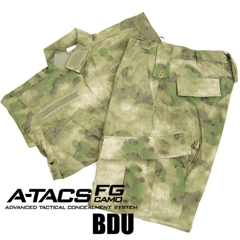 

Tactical Airsoft Military Army Uniform BDU Combat Uniform Men Jacket & Pants Set Outdoor Paintball Hunting(A-TACS FG)