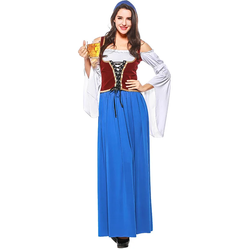 Пива вечерние Для женщин Октоберфест Dirndl длинное платье Bavaria девичий костюм